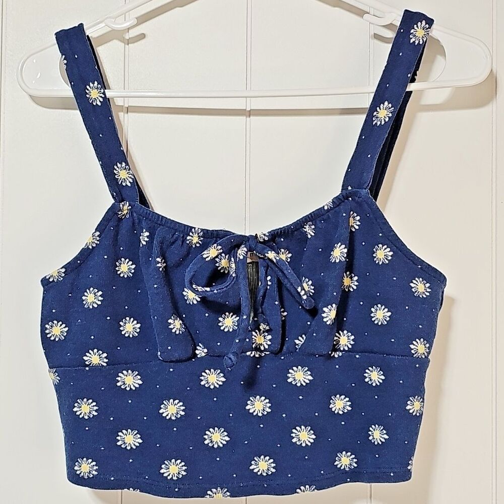 Moa Moa Womens Cropped Babydoll Tank Top Vintage Y2K Size XL Dot Daisies Fairy